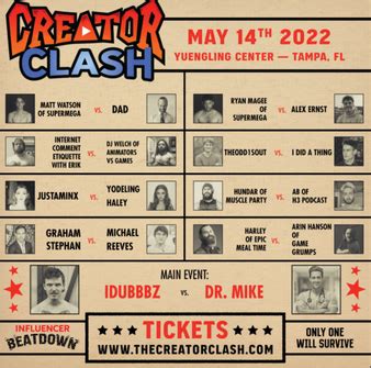 creator clash matches|Creator Clash 1: iDubbbz vs Doctor Mike 